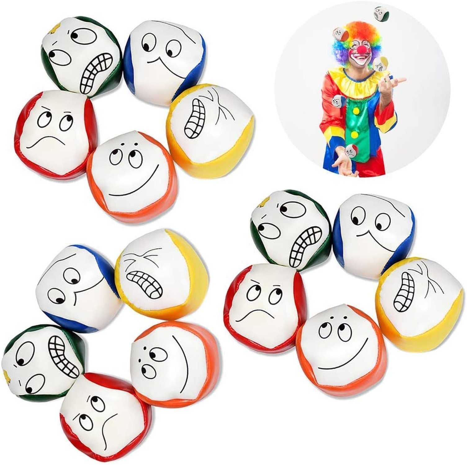 B bangcool 15PCS Kids Juggling Ball Interactive Cartoon Expression Play Ball ...