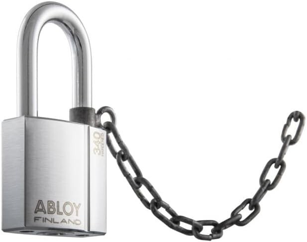 Abloy Sentry PLI340/50B Hardened Steel Padlock w/ 2 Keys, Chrome Finish