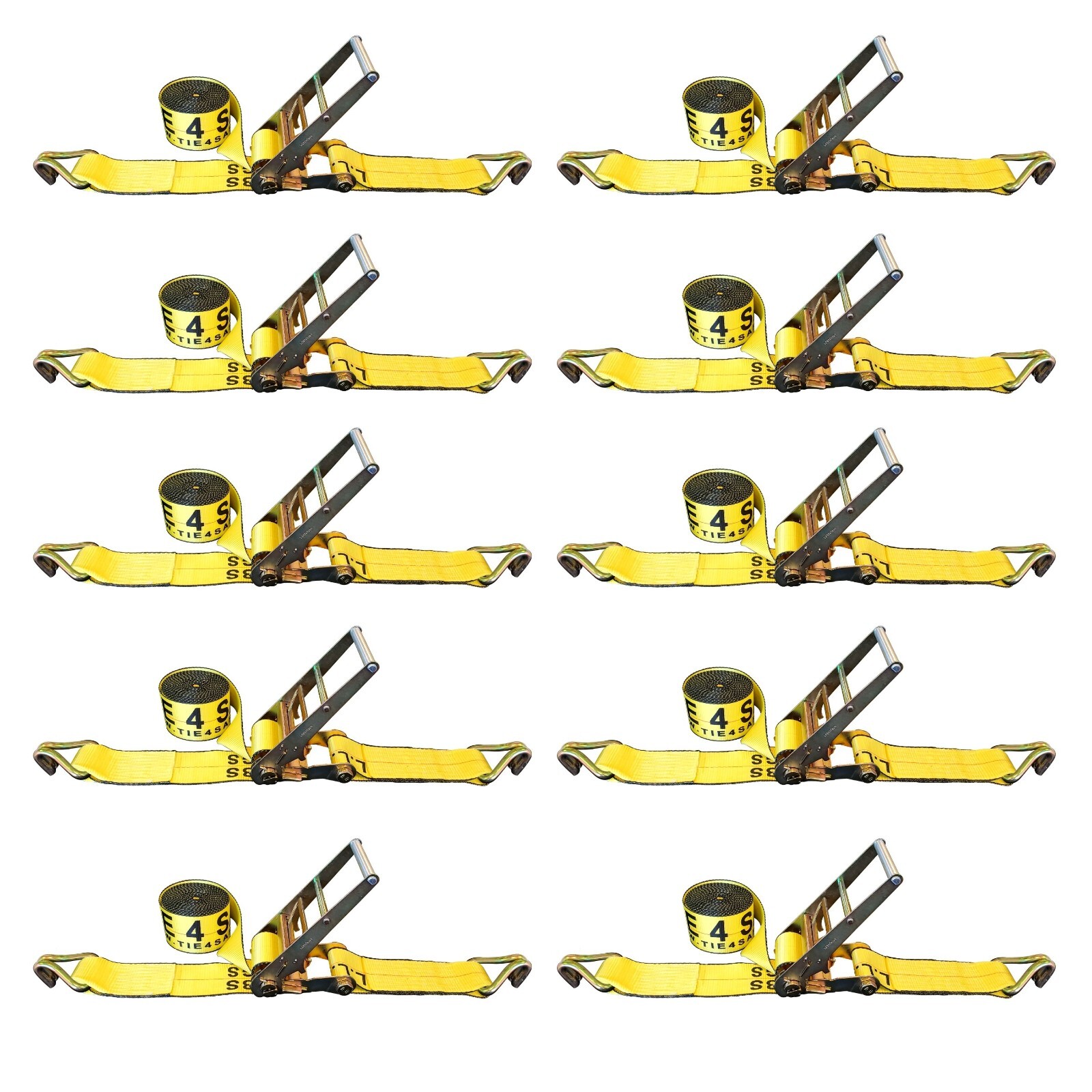 10 Pack Heavy Duty 3" x 30' Ratchet Tie Down Strap w/J Hook WLL 5400 LBS YELLOW