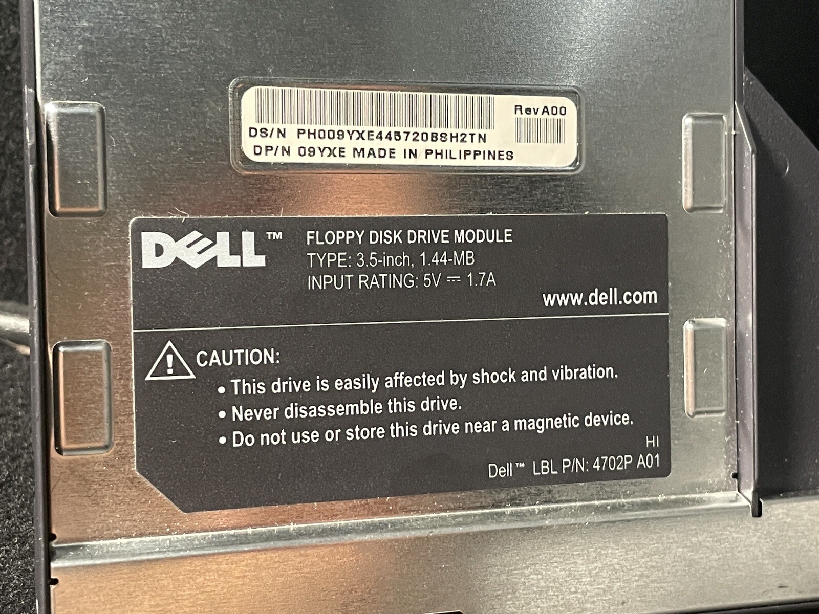 Dell Laptop Latitude Inspiron 3.5" Floppy Drive Disk Removable Module WITH CASE