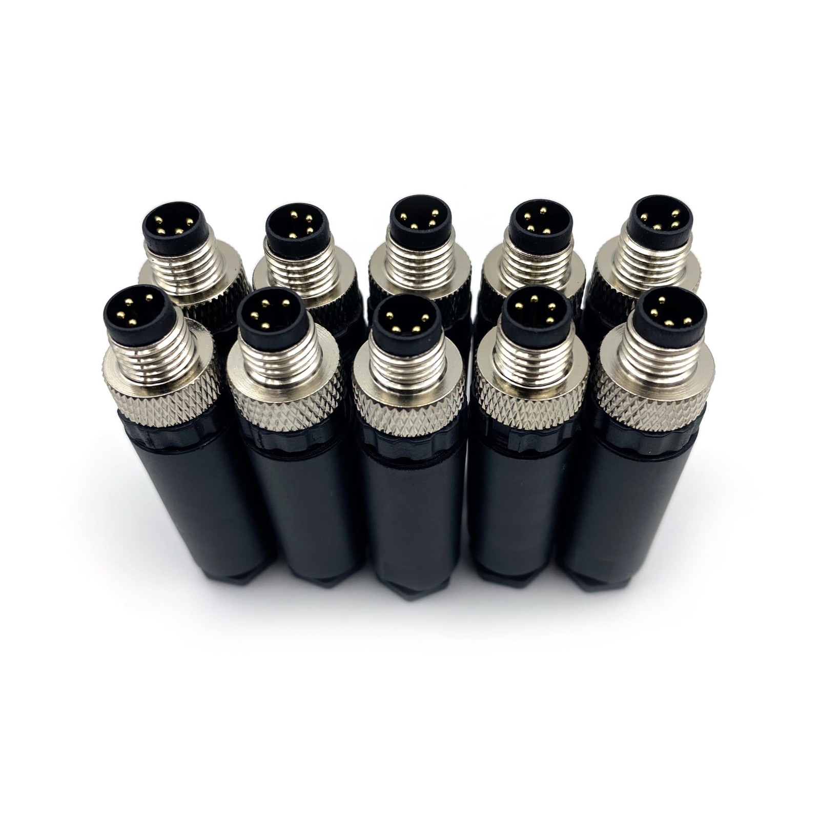10 Pcs M8 4 Pin Male Connector, IP67 Waterproof Industrial Circular Connector...