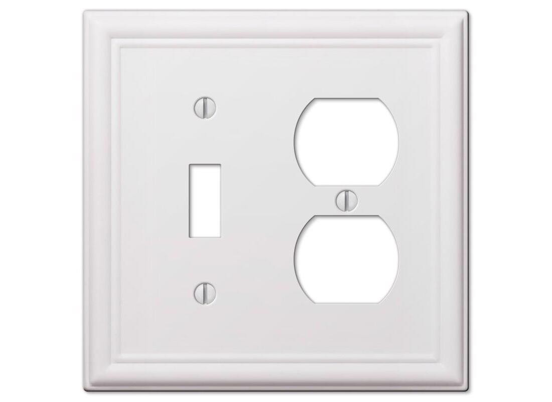 Wall Plate Chelsea White 2 gang Stamped Steel Duplex/Toggle White