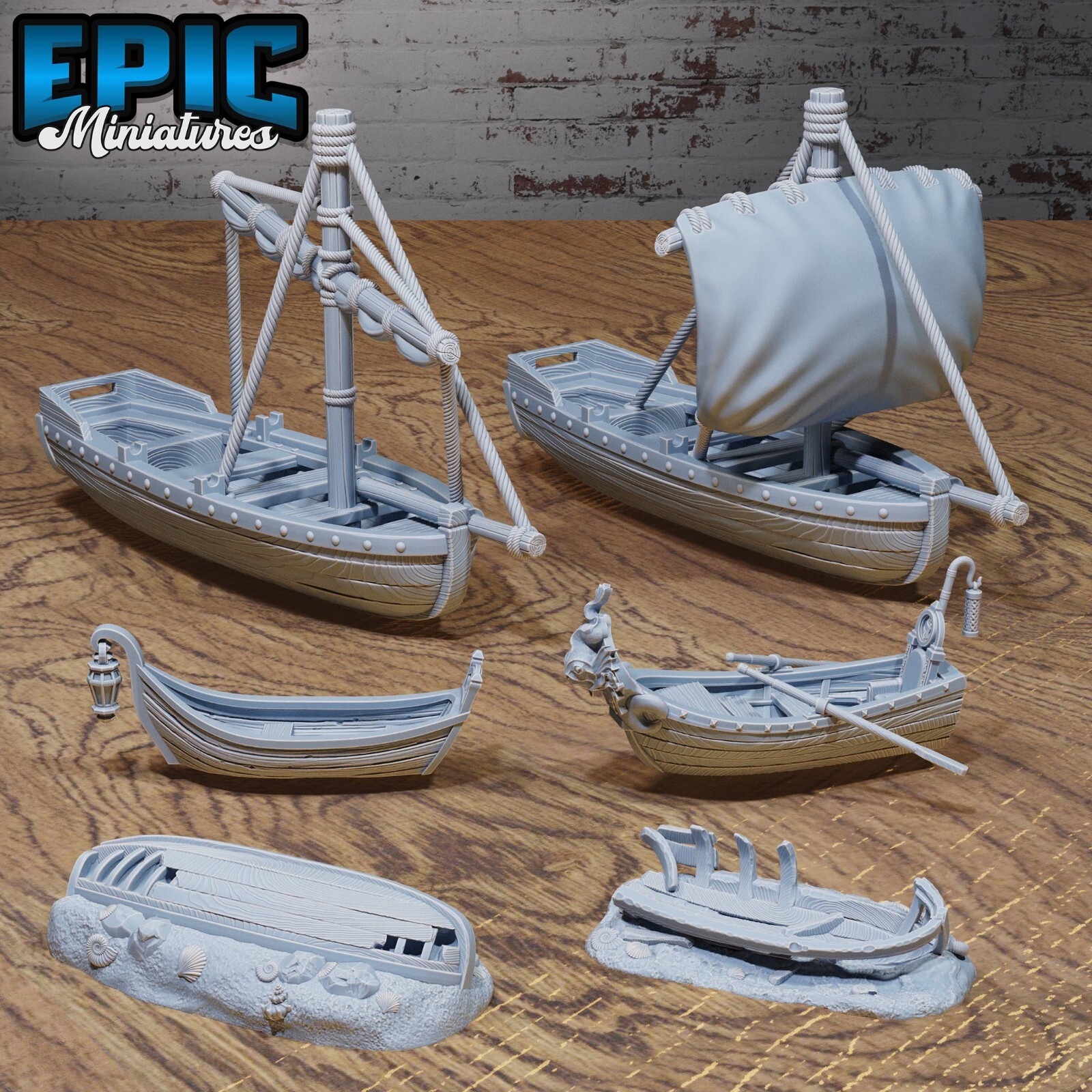 Harbor Boats D&D Dungeons and Dragons Miniature - Epic Miniatures 28mm