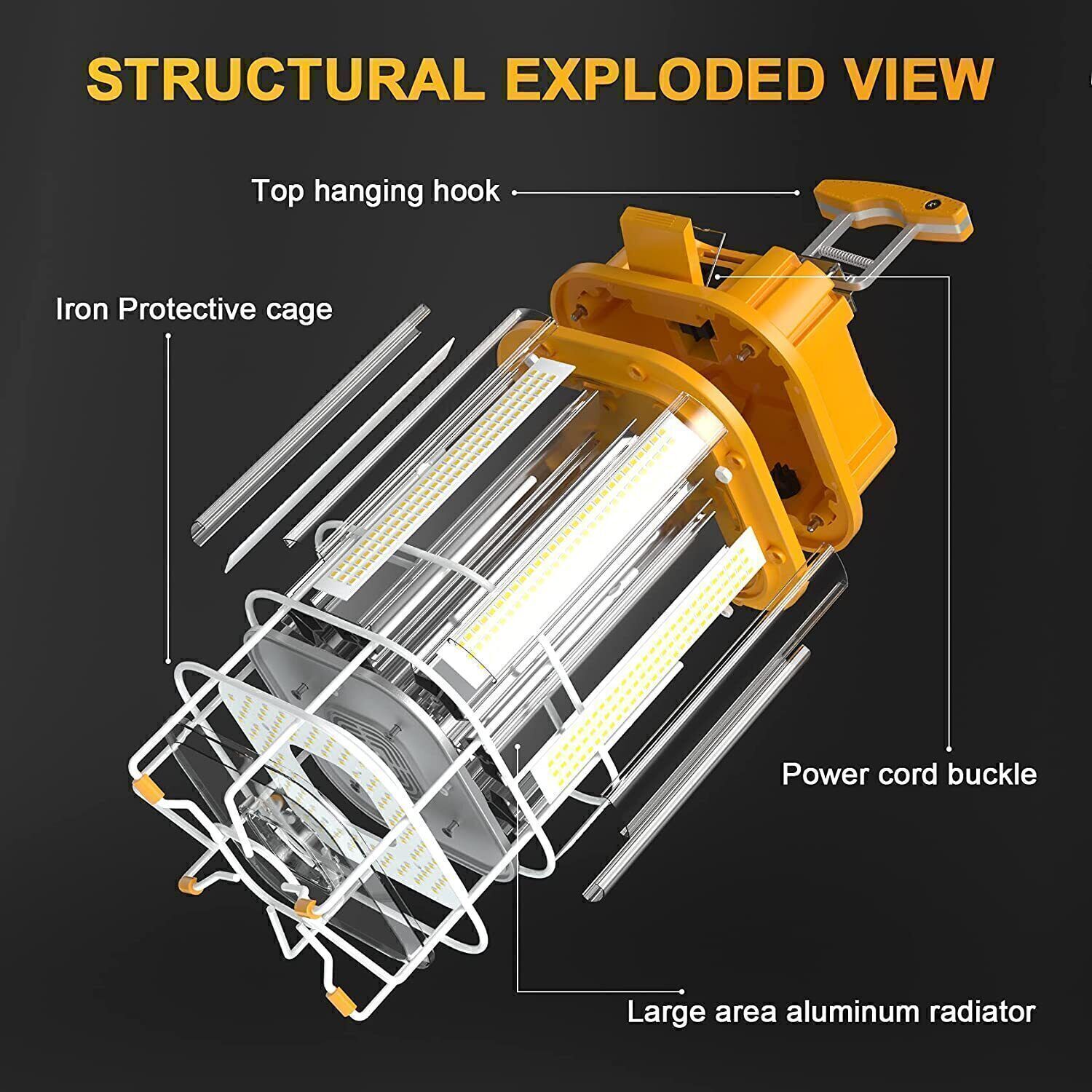 80W LED Temporary Work Light Industrial Construction Lights Linkable Lamp 5000K