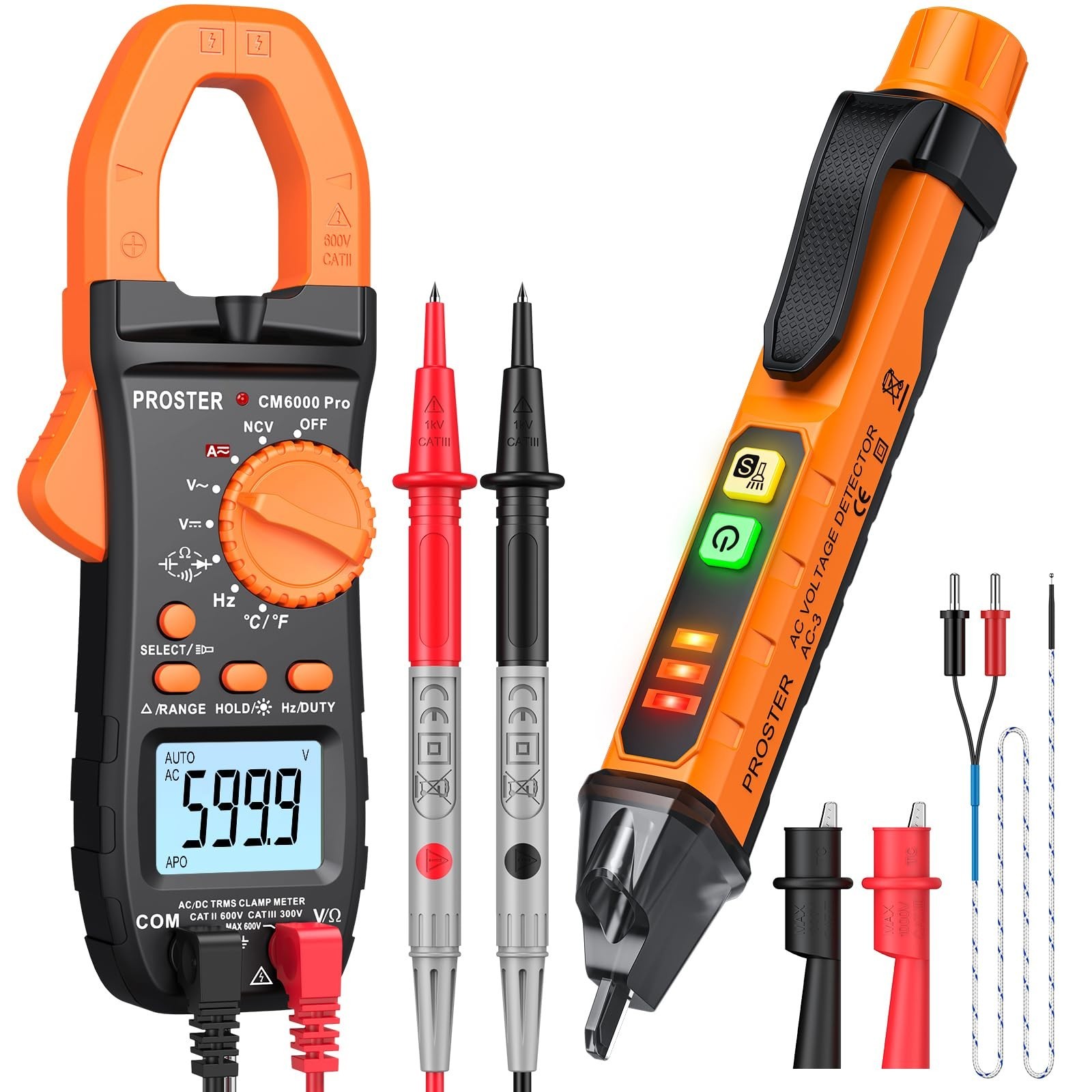 Proster Electrical Test Tool - TRMS Clamp Meter 6000&NCV Voltage Tester Pen |...
