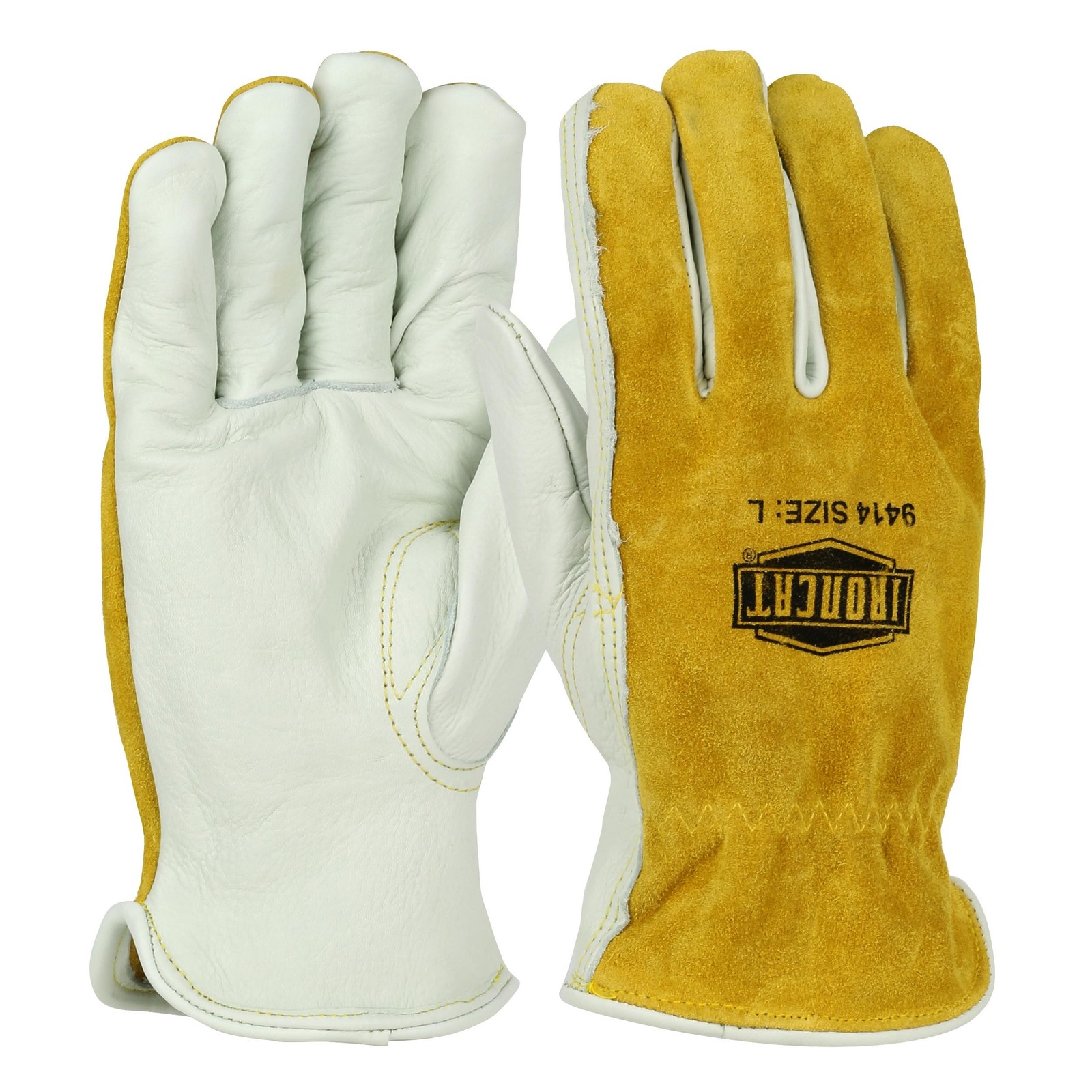 Ironcat Premium Grade Top Grain Cowhide Leather Drivers Glove, Split Cowhide ...