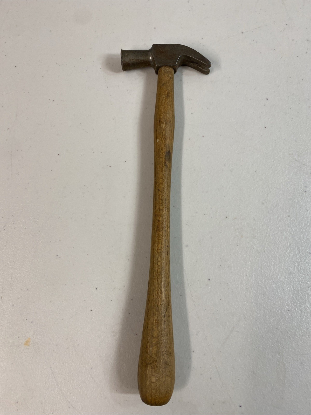 Small Vintage Claw Pin Hammer With Unusual Wooden Handle 10" LONG @E