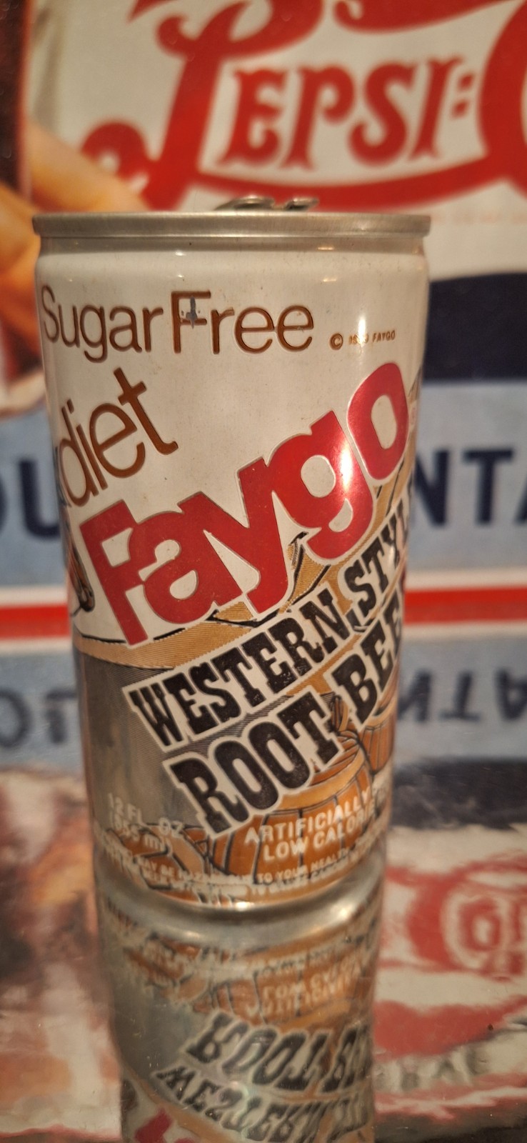 🍺 Diet Faygo Root Beer Cola Soda Pop Can Advertising Prop Empty 70's 80's