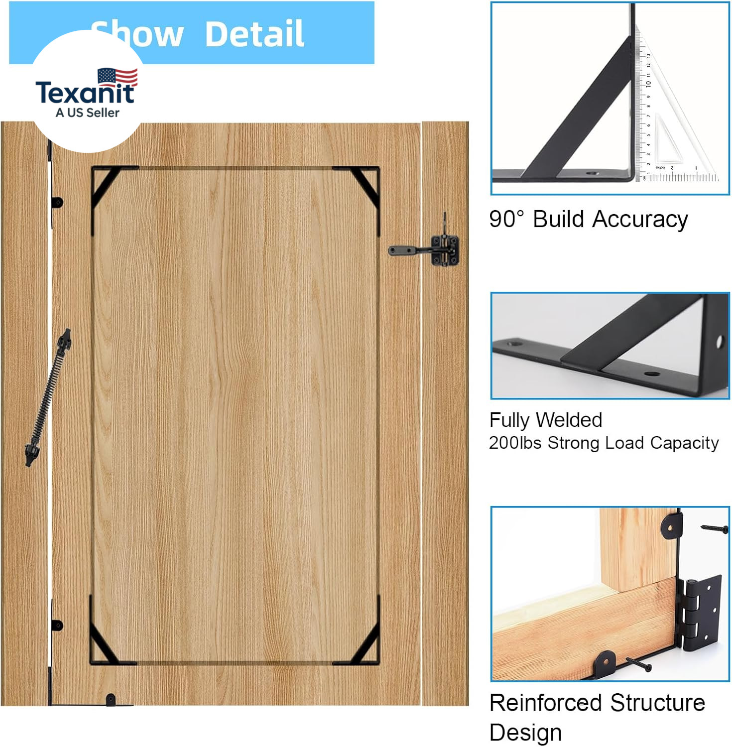 Fence Gate Kit Gate Hardware, 1 Set anti Sag Gate Kit Gate Frame Cornor Brackets