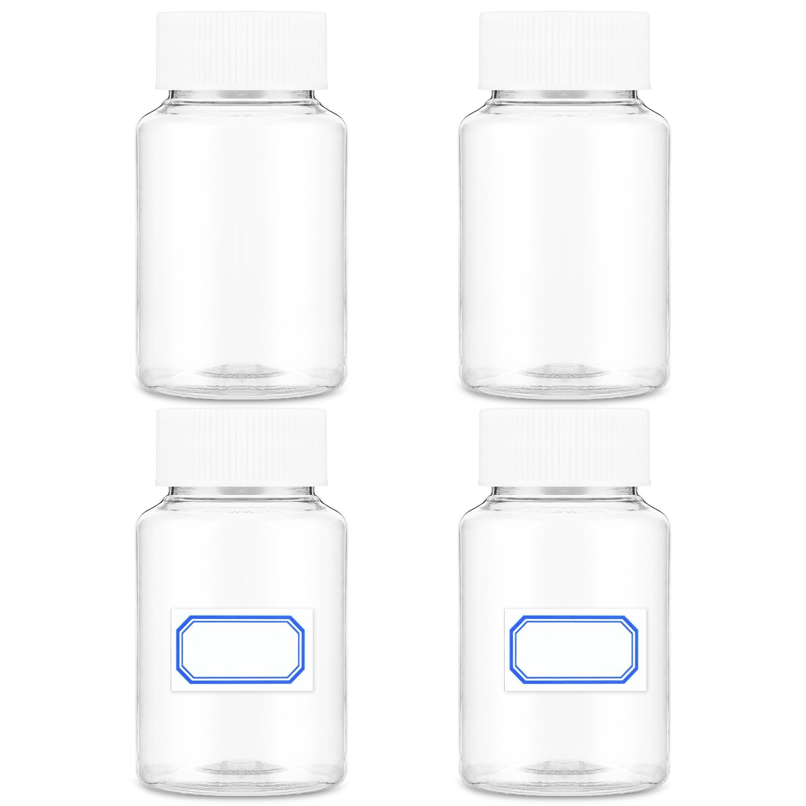 WLLHYF 4Pcs Clear Pill Bottle, 80ml Empty Clear Plastic Pill Bottles Medicine...