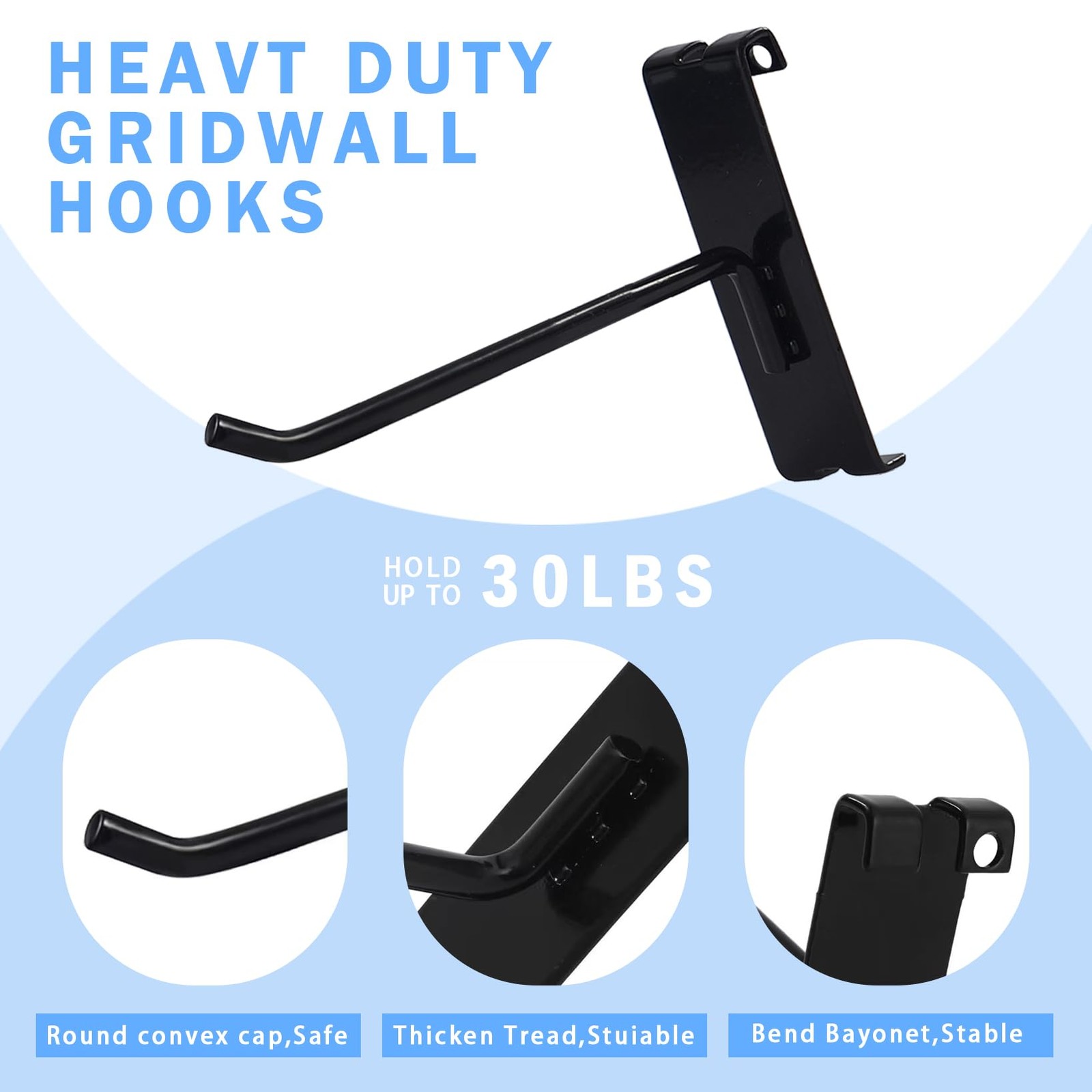 Gridwall Hooks 4 Inch 32PC Heavy Duty Black Display Hooks for Grid Wall Panel...