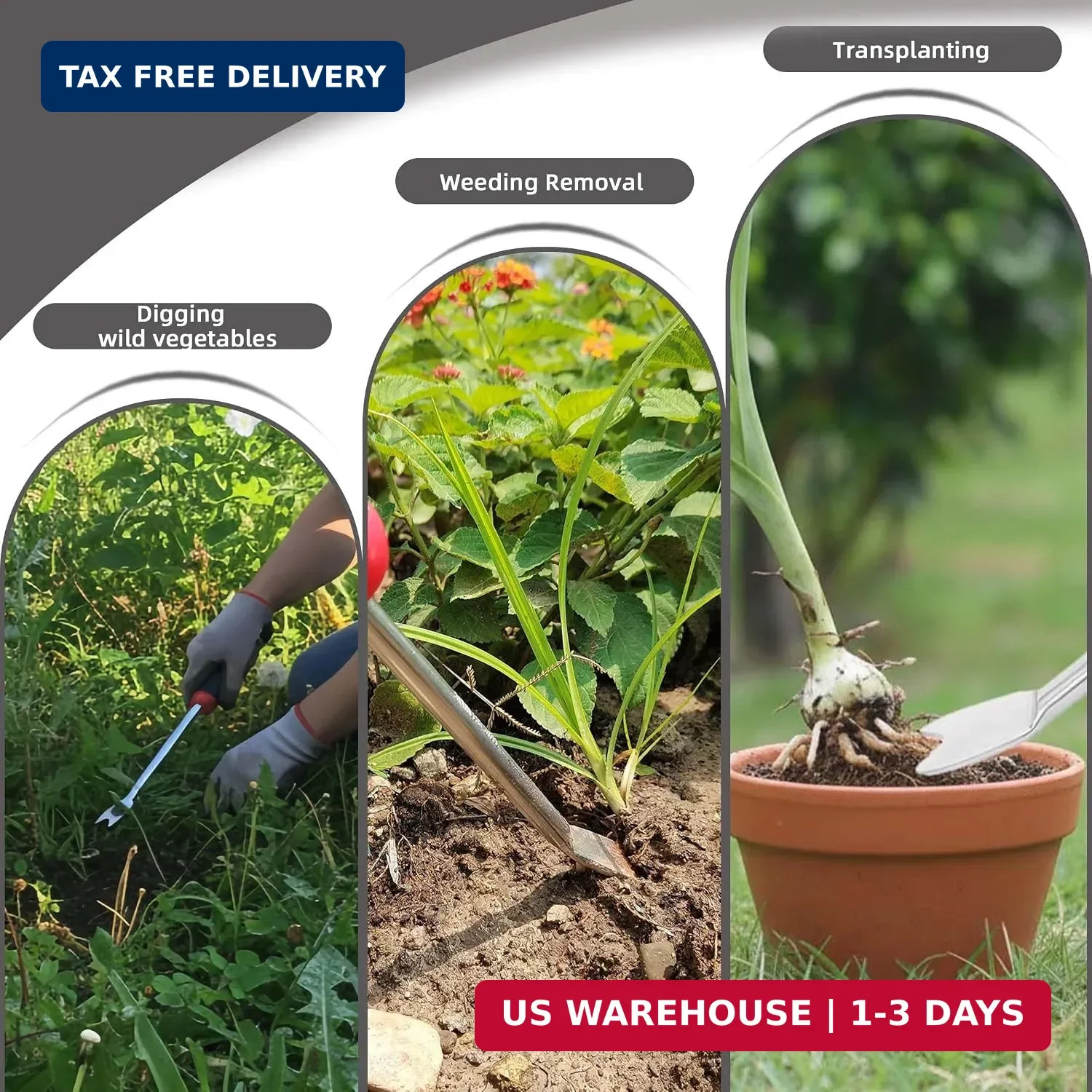 Weed Puller Tool, Dandelion Weeder Puller Tool with Soft Handle, Two-Pronged For