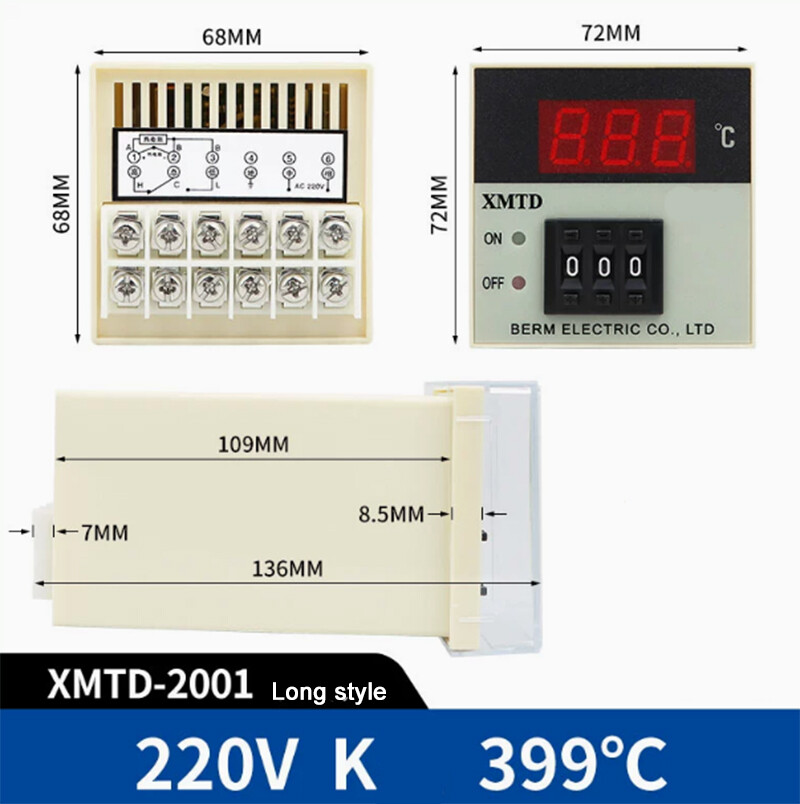 XMTD-2001/2002 Digital Temperature Controller 220V380V E/K-Type PT100 CU50 Type