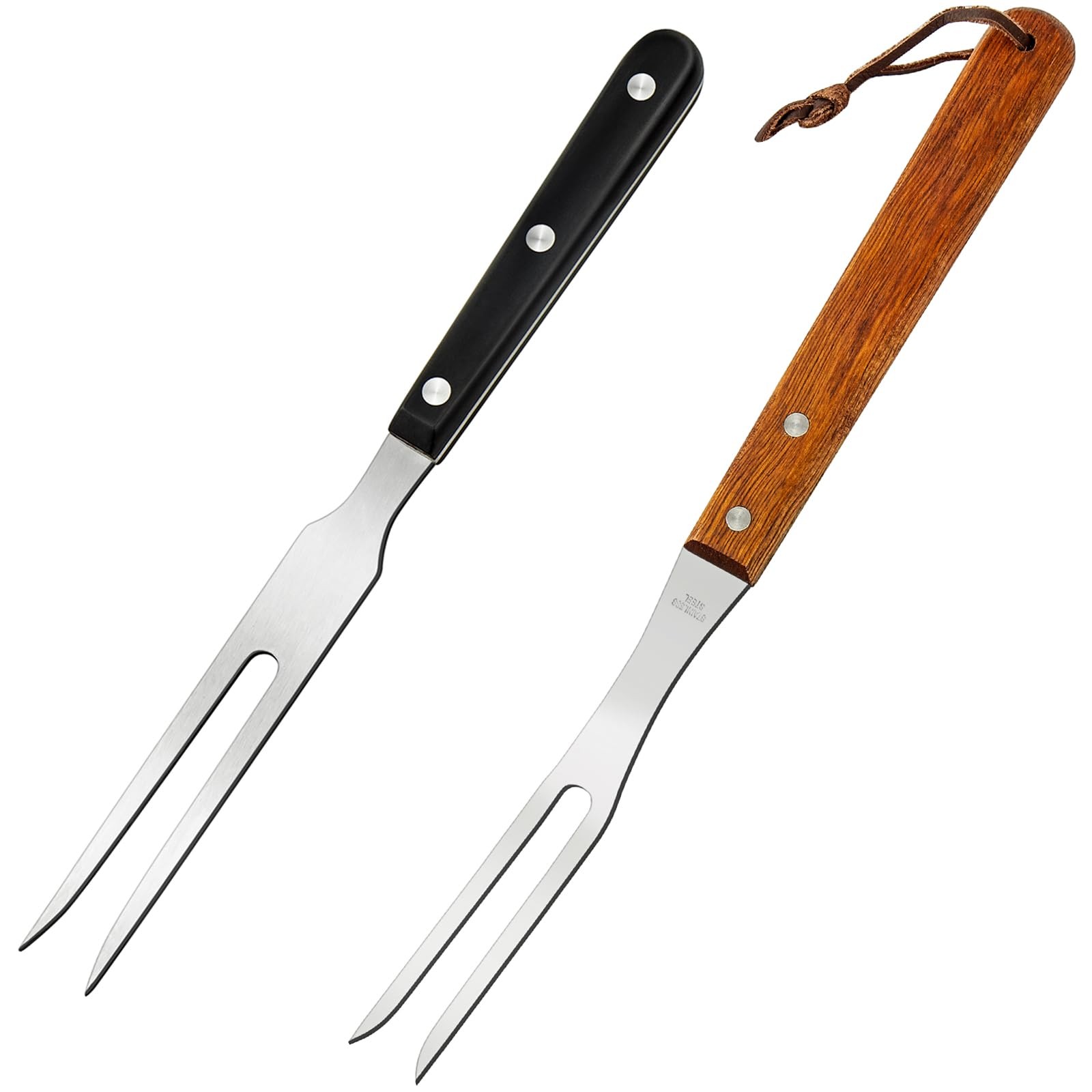 Ponpon 2Pcs Meat Forks Stainless Steel Carving Fork with Wooden Handle Barbec...
