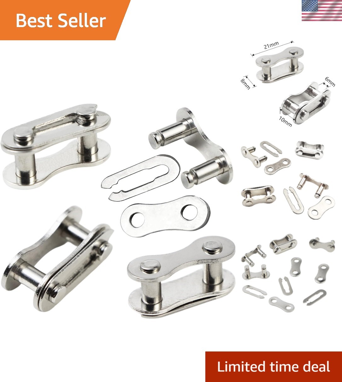 Quick Connect 4 Pairs Bike Chain Links for 1-12 Speed - Storage Case Included