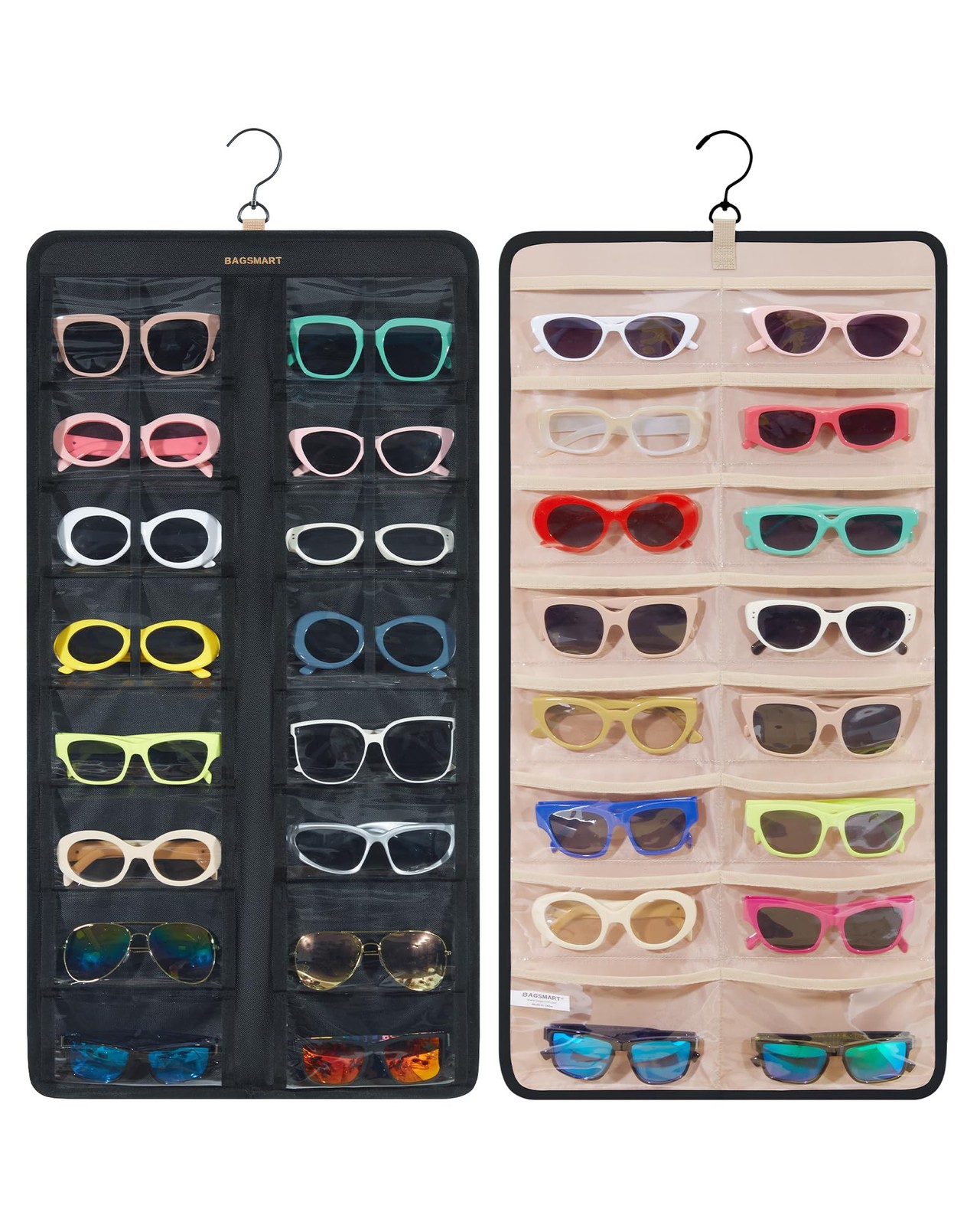 BAGSMART Hanging Jewelry Organizer, Dust Proof Sunglasses Large, Black