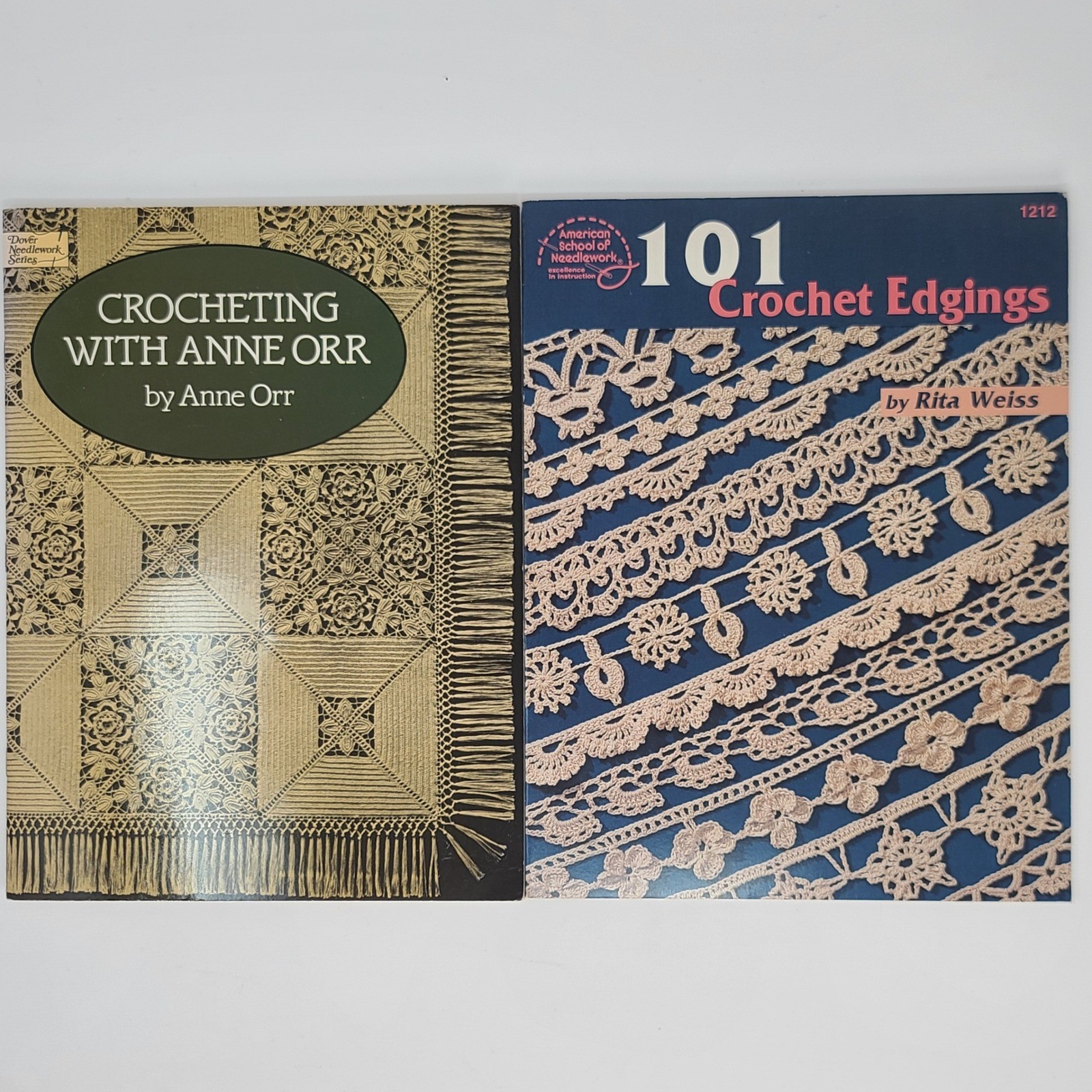 Lot of 2 Vintage Crochet Pattern Books Crocheting with Anne Orr + 101 Edgings