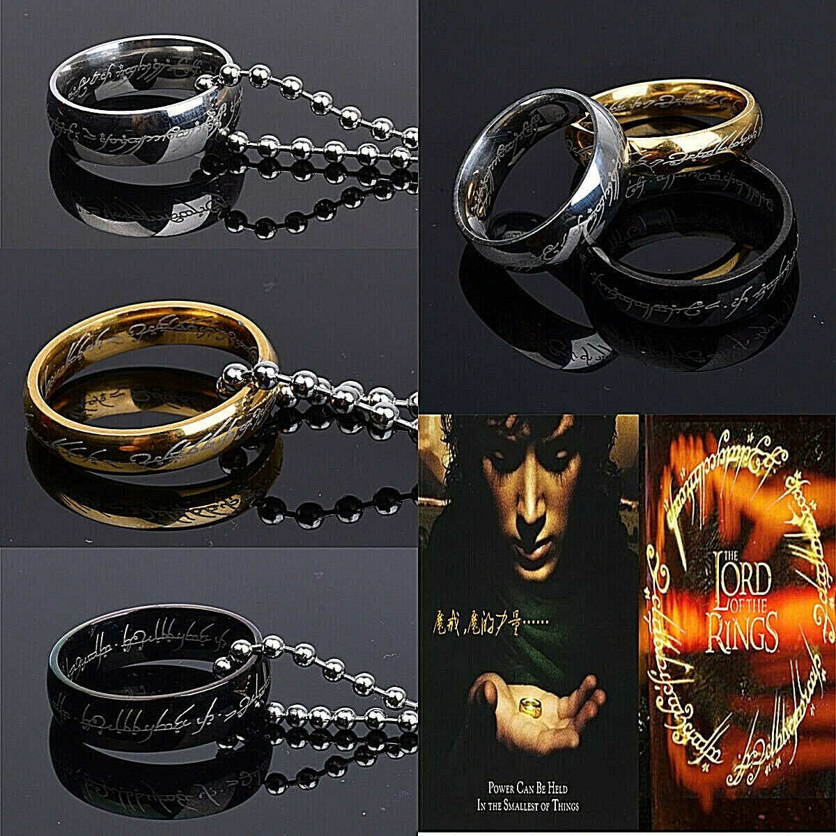 Lord of the Rings The One Ring Lotr Stainless Steel Aragorn Ring&Chain Necklace
