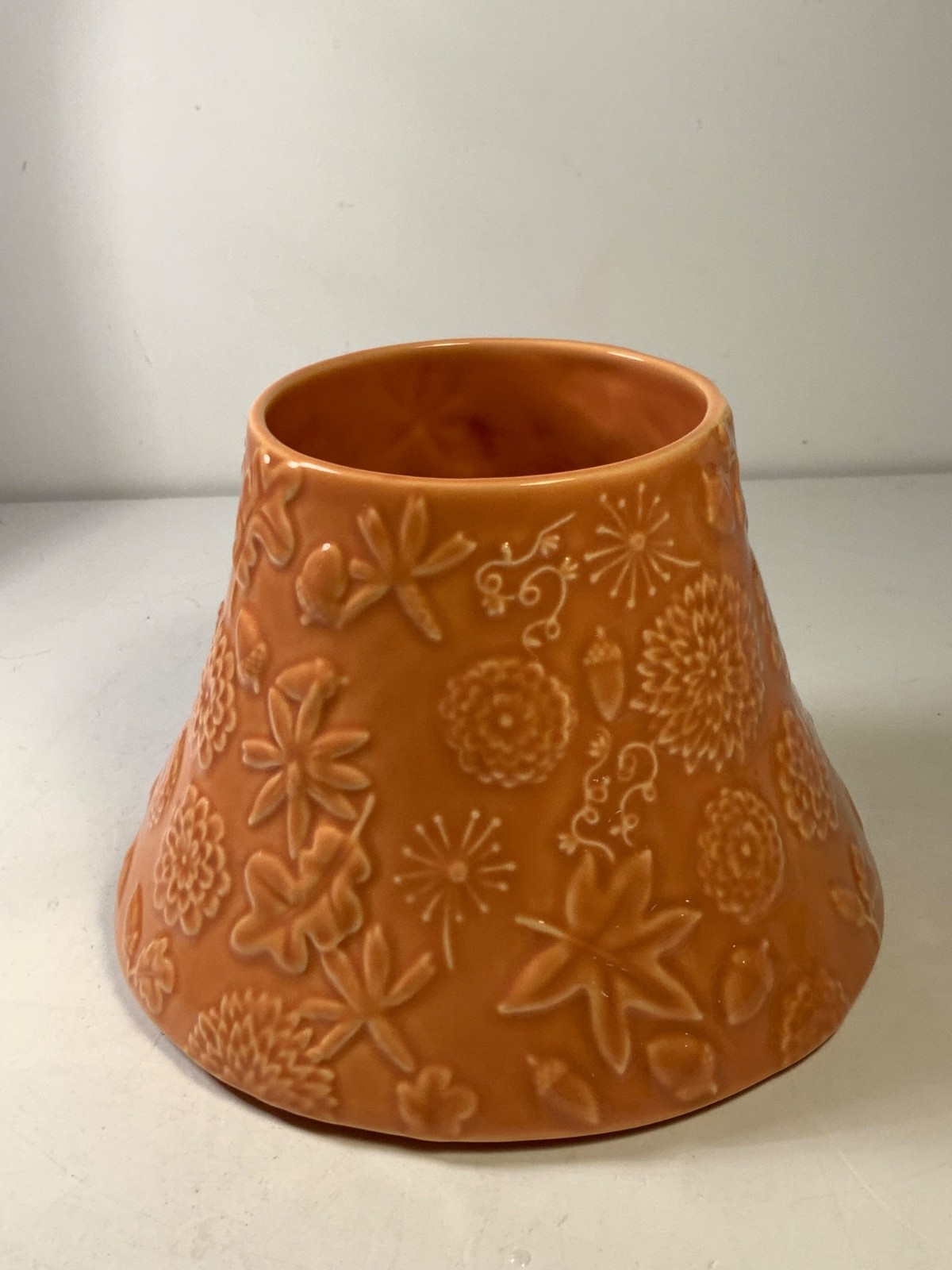 Hallmark Autumn Orange Ceramic Candle Topper 6.75 in.
