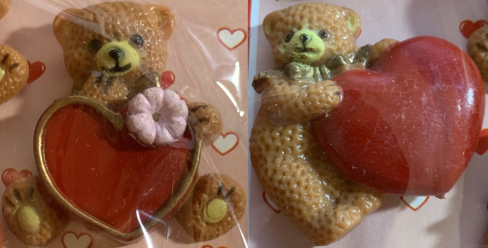 VALENTINE'S DAY Red Heart LAPEL PINS Teddy Bear & Heart 2 Styles Pin-Ons CUTE!