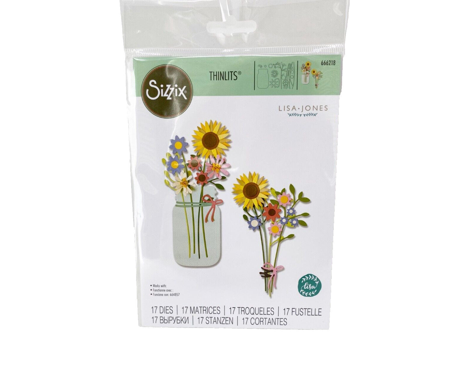 Sizzix Thinlits Summer Bouquet Lisa Jones Flowers In Jar Dies 662618