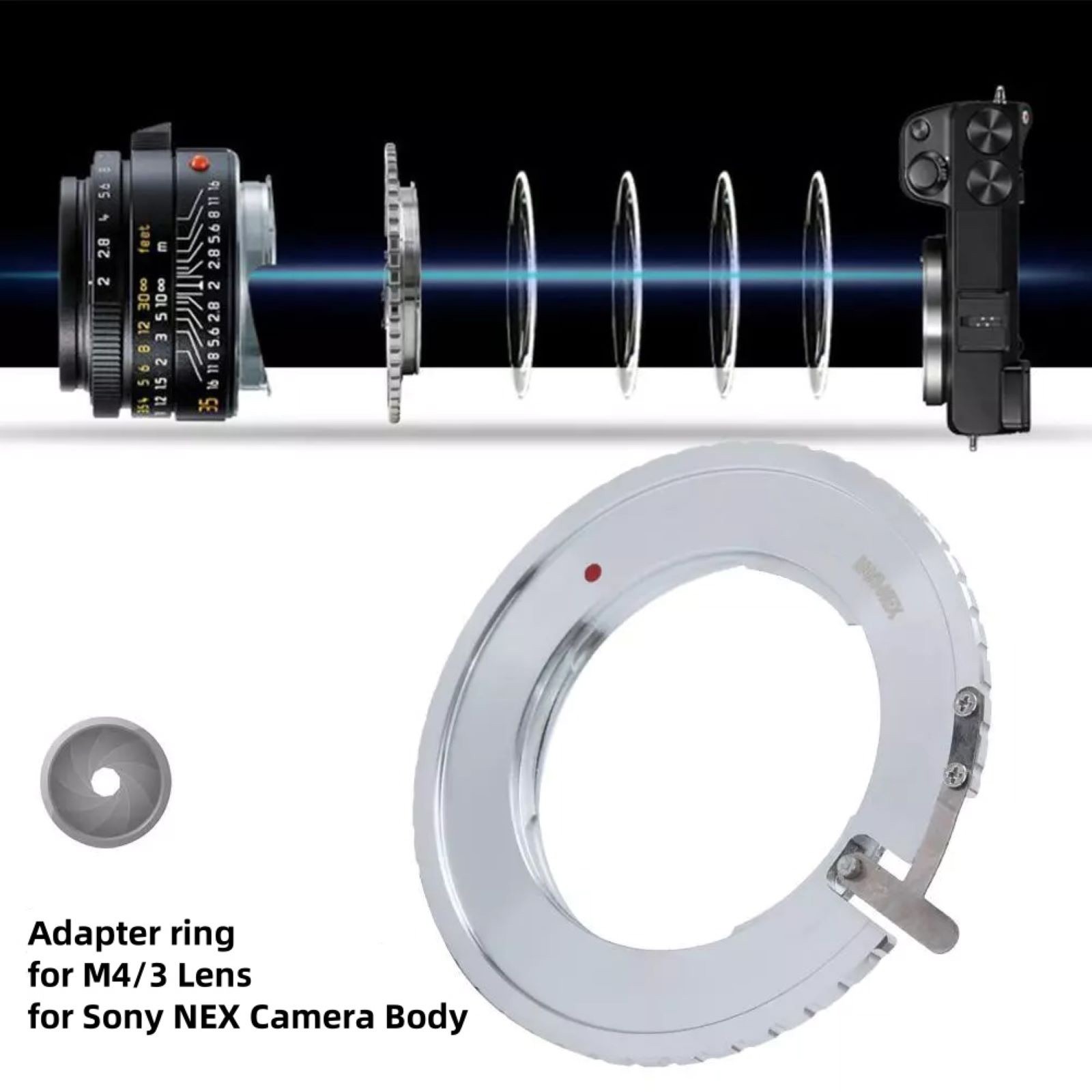 Silver M4/3-NEX Adapter Ring Converter Accessories For Sony E Mount Camera