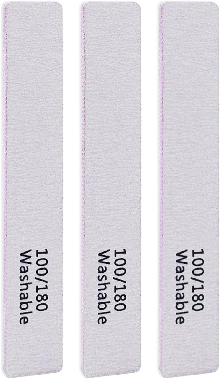 3PCS Professional Reusable Double-Sided 100/180 Grit Washable Nail File