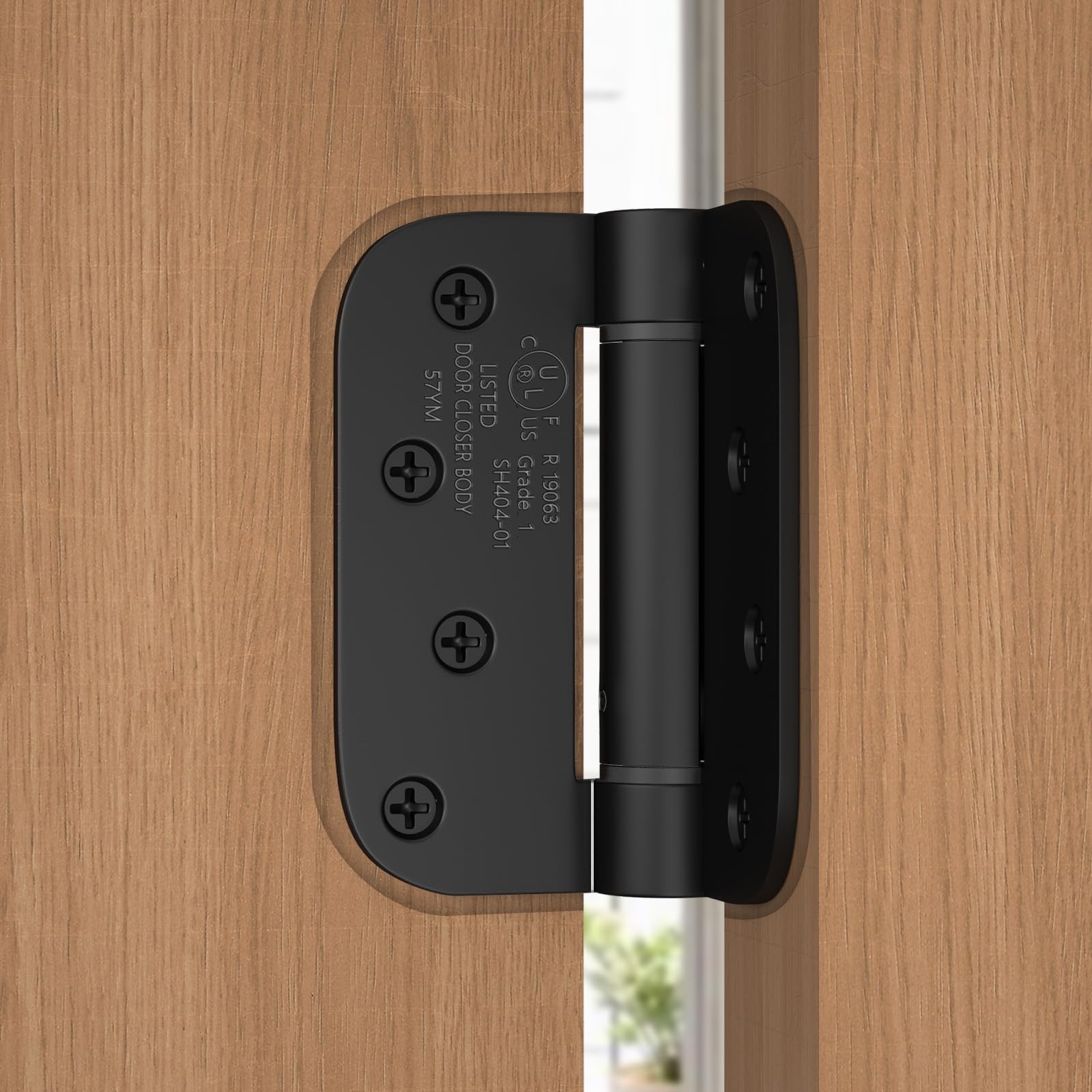 3 Pack Self Closing Door Hinges 4 Inch Black Spring Hinge with 5/8" Radius Co...