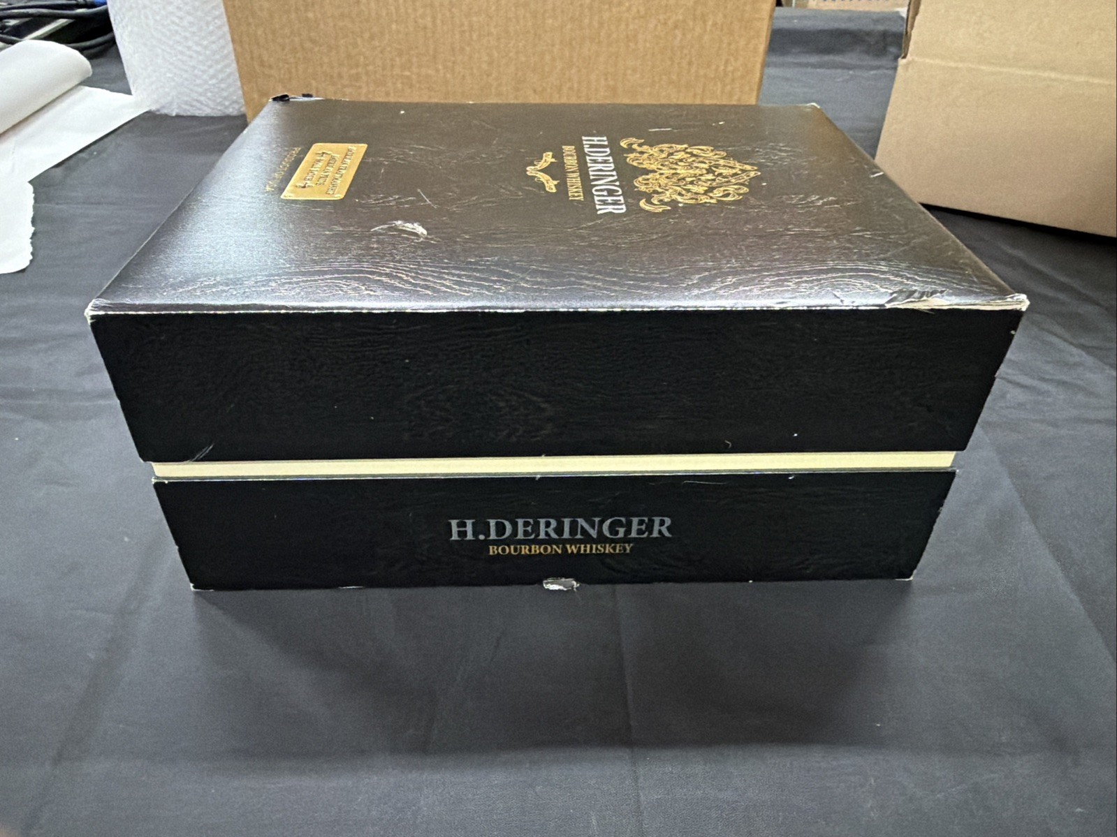 H. Deringer Bourbon Whiskey Bottle Small Batch - EMPTY - With Deringer Cork -i1