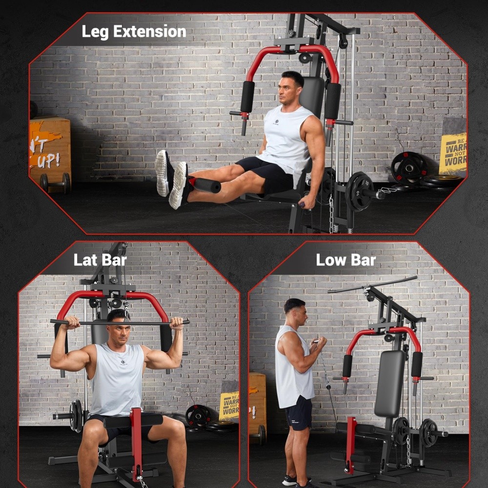 Multifunctional Home Gym Equipment w/Lat Pulldown,Total Body Exercise for Home