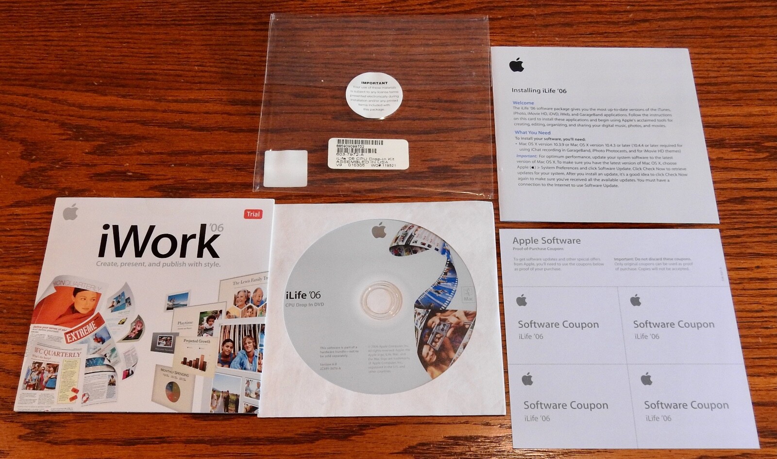 Mac iLife '06 CPU Drop in Kit - complete with unopened iWork '06 Trial disc