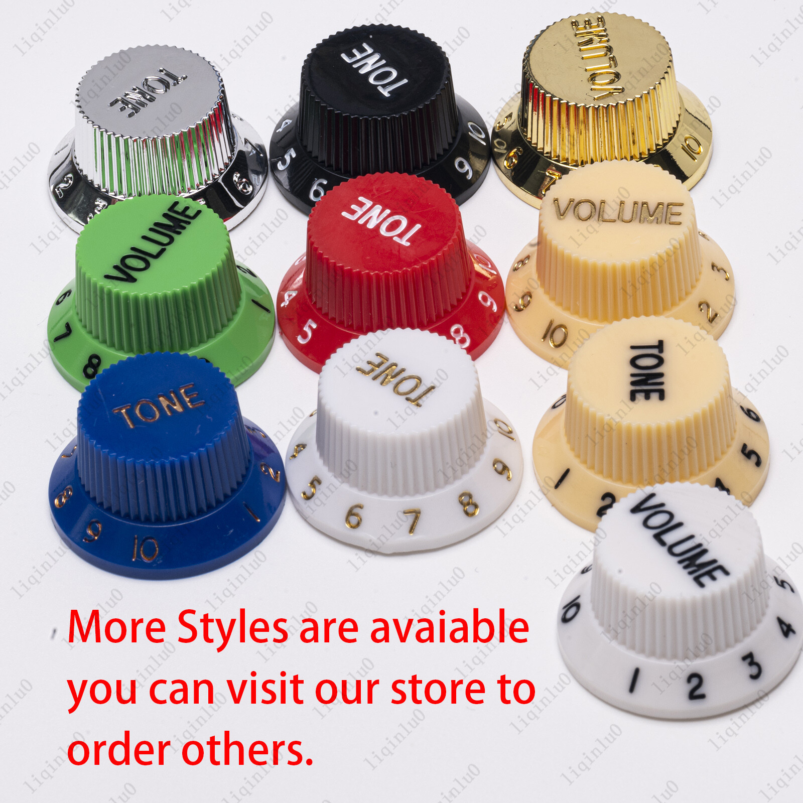 Green/ Black Numbers ST Electric Guitar Knobs Volume Tone Knob For Stratocaster