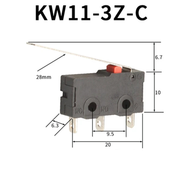 10 PCS  KW11-3Z-C  Micro Switch 2/3Pin NO/NC Mini Limit Switch 5A 250VAC