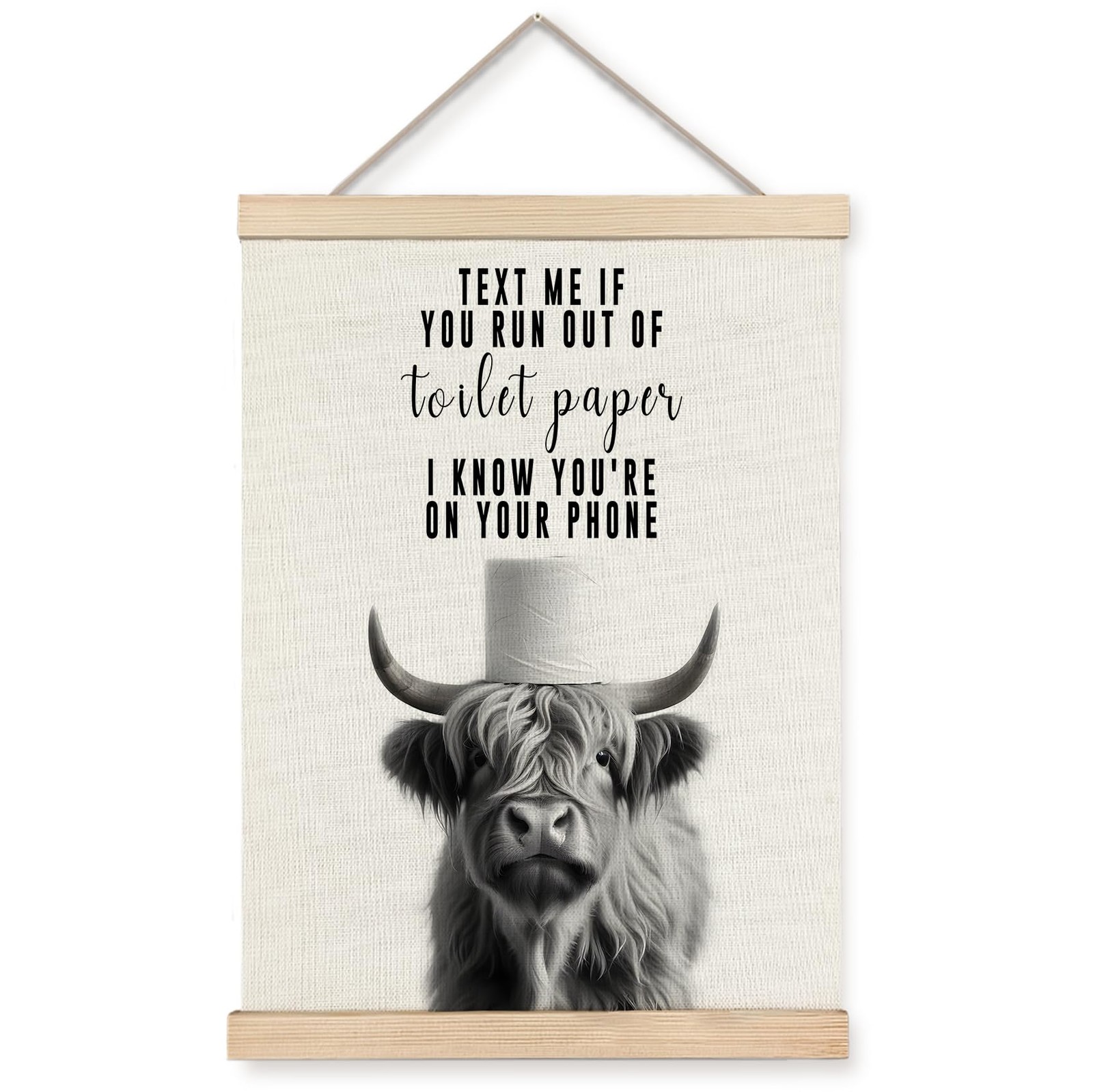 Foritho Funny Highland Cow Bathroom Signs Poster Wall 16"L x 12"W, Color 01