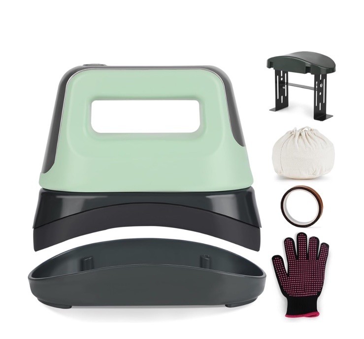 Gimify Heat Press 6.3” x 3.4” Ceramic-Coated Plate – 3 Heating Levels for Hats