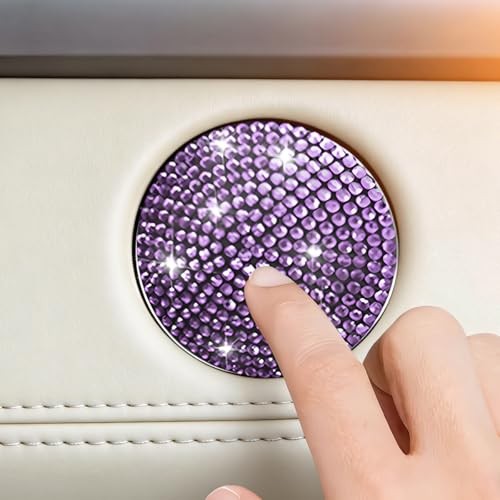 Bling Car Push Start Button Cover, Crystal Rhinestone Anti-Scratch Purple
