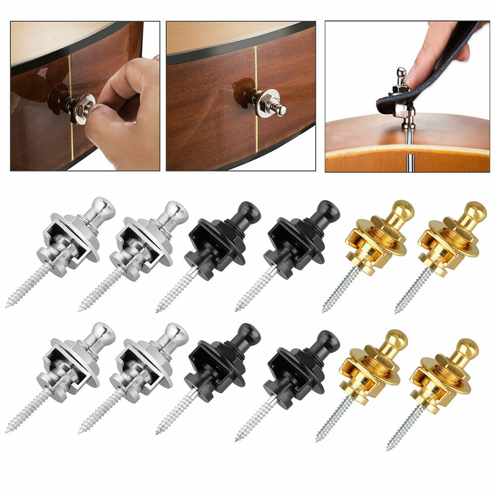 4-12 PCS Chrome Round Head Strap Locks Buttons for Guitar Bass Style Parts ELH