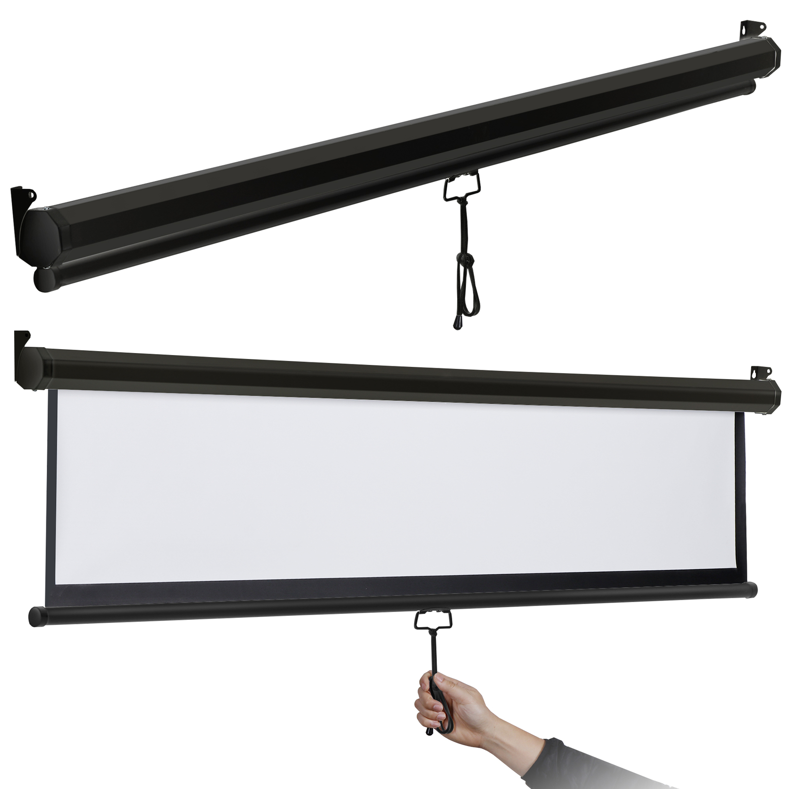 72" Black Movie Projection Screen for Outdoor Indoor 4:3 Foldable 160° Viewing
