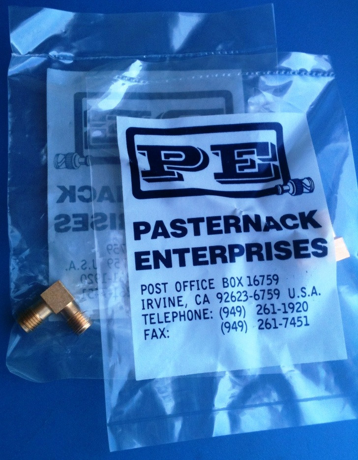 PE9485 PASTERNACK CONNECTOR SMA Female to SMA Female Right Angle Adapter 50 OHM