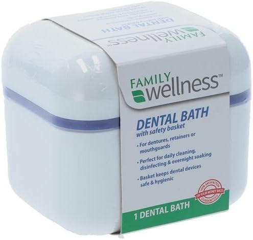 Denture Cup with Strainer Basket for Retainers Mouthguards and Dentures