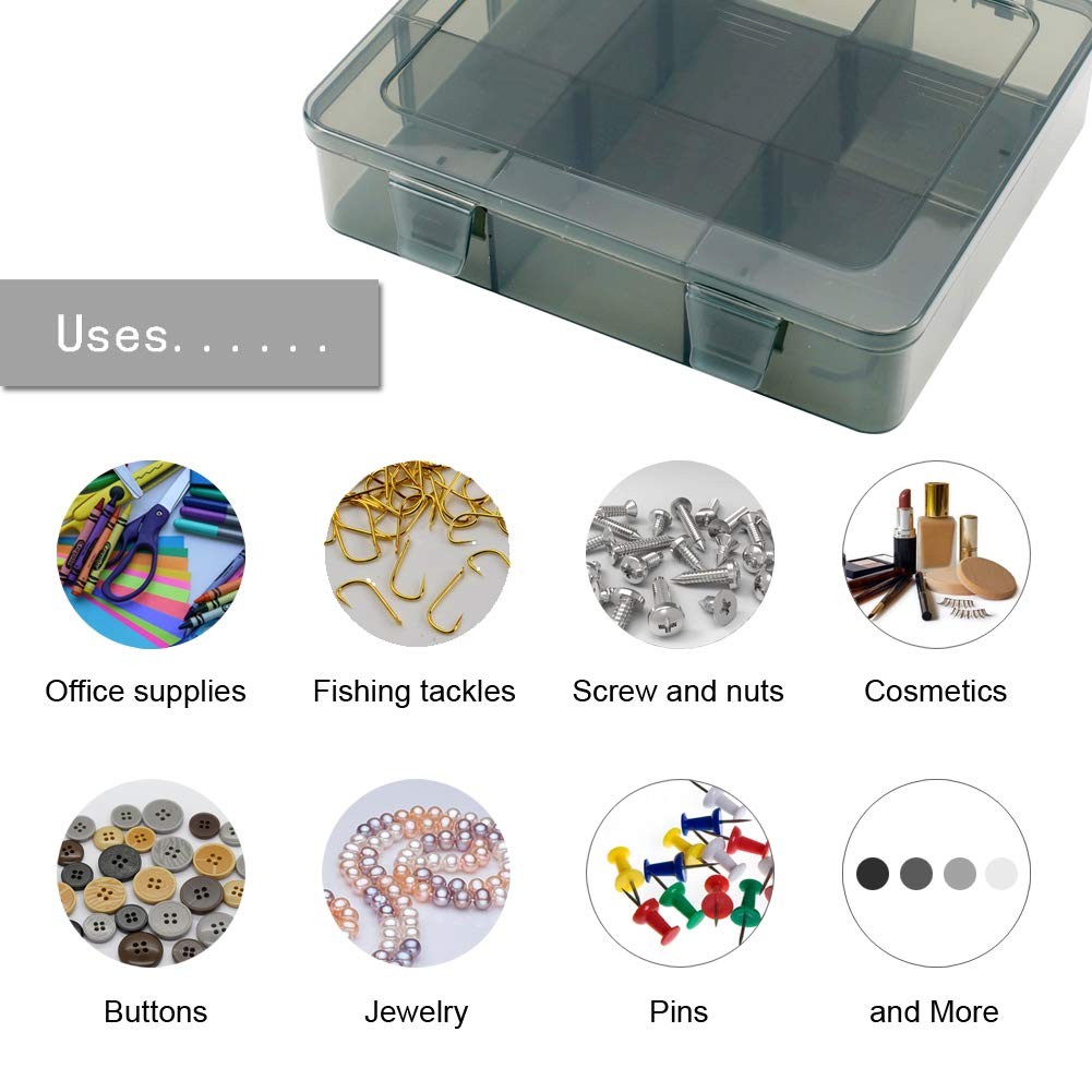 Vidifor 9 Grids Art Craft Supply Organizer 9 1 Pack, Translucent grey