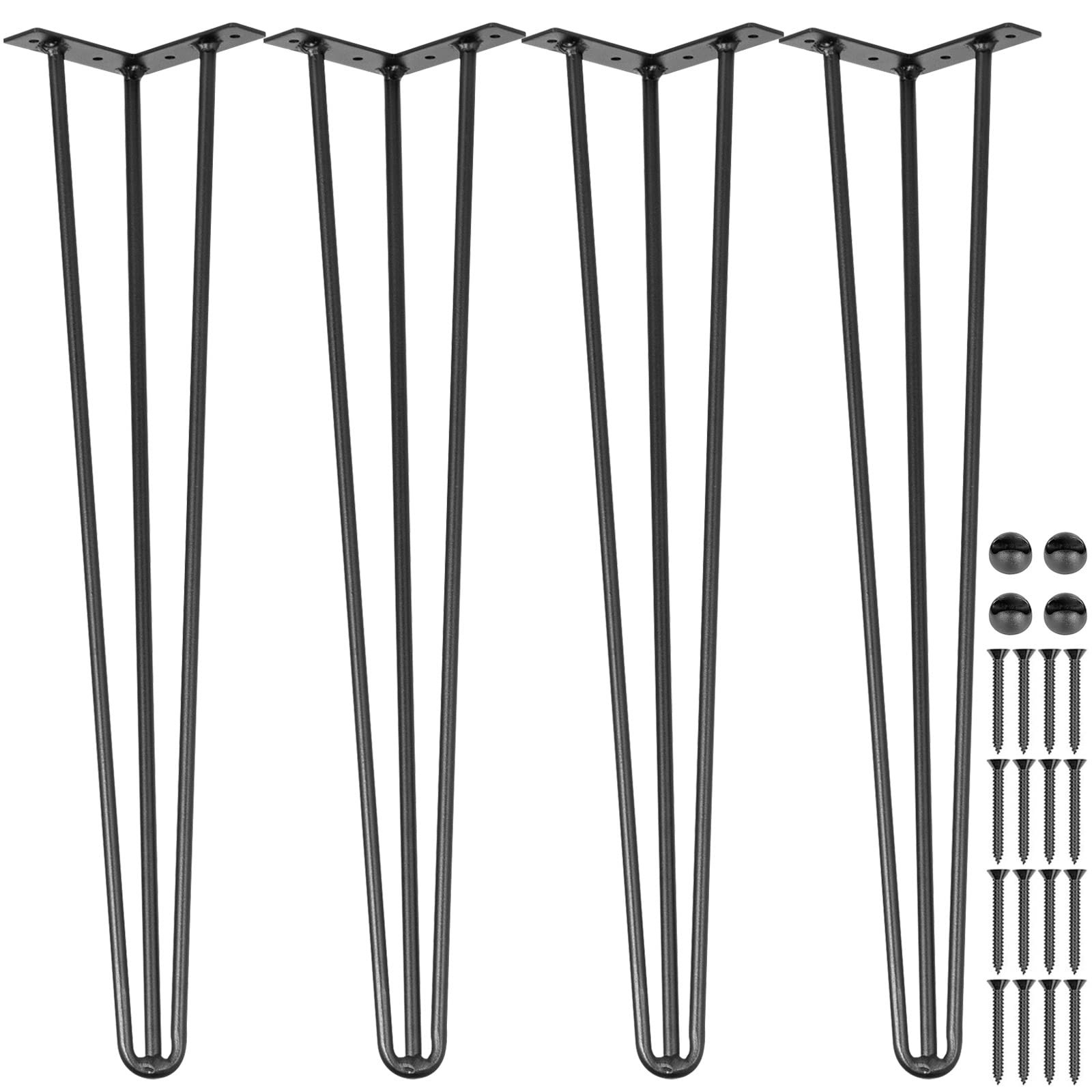 VEVOR Hairpin Table Legs 30" Black Set of 4 Desk 880lbs 30 Inch,