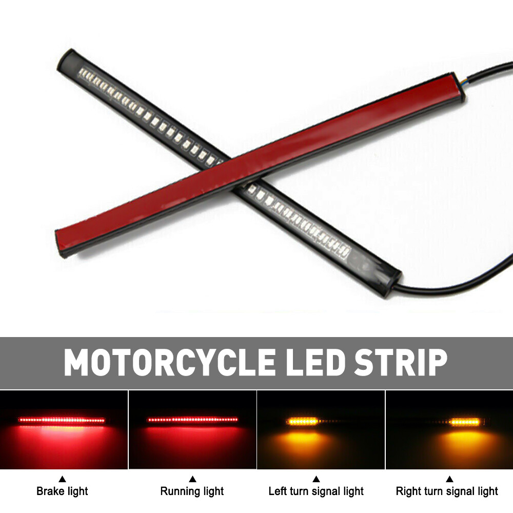 Motorcycle 48 LED Flexible Strip Light Integrated Tail Brake Stop Turn Signal