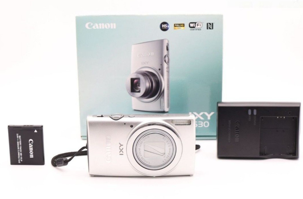 Near Mint　Canon IXY 630 Silver Wi-Fi Digital Camera Full HD w/ Box Battery