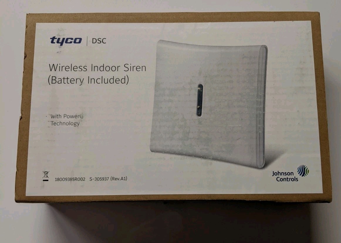 Tyco DSC PowerG PG9901 BATT Wireless Indoor Siren Johnson Controls White