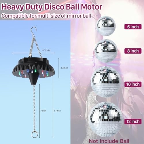 Disco Ball Motor Rotating with Light: Rechargeable Disco Ball Spinner with