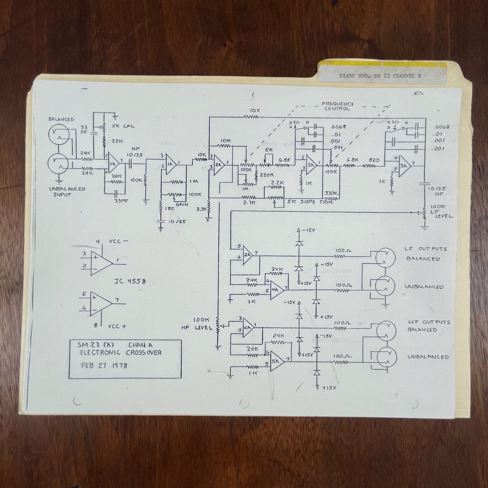 VINTAGE BIAMP MOD. SM 23 CHANNEL B SCHEMATICS