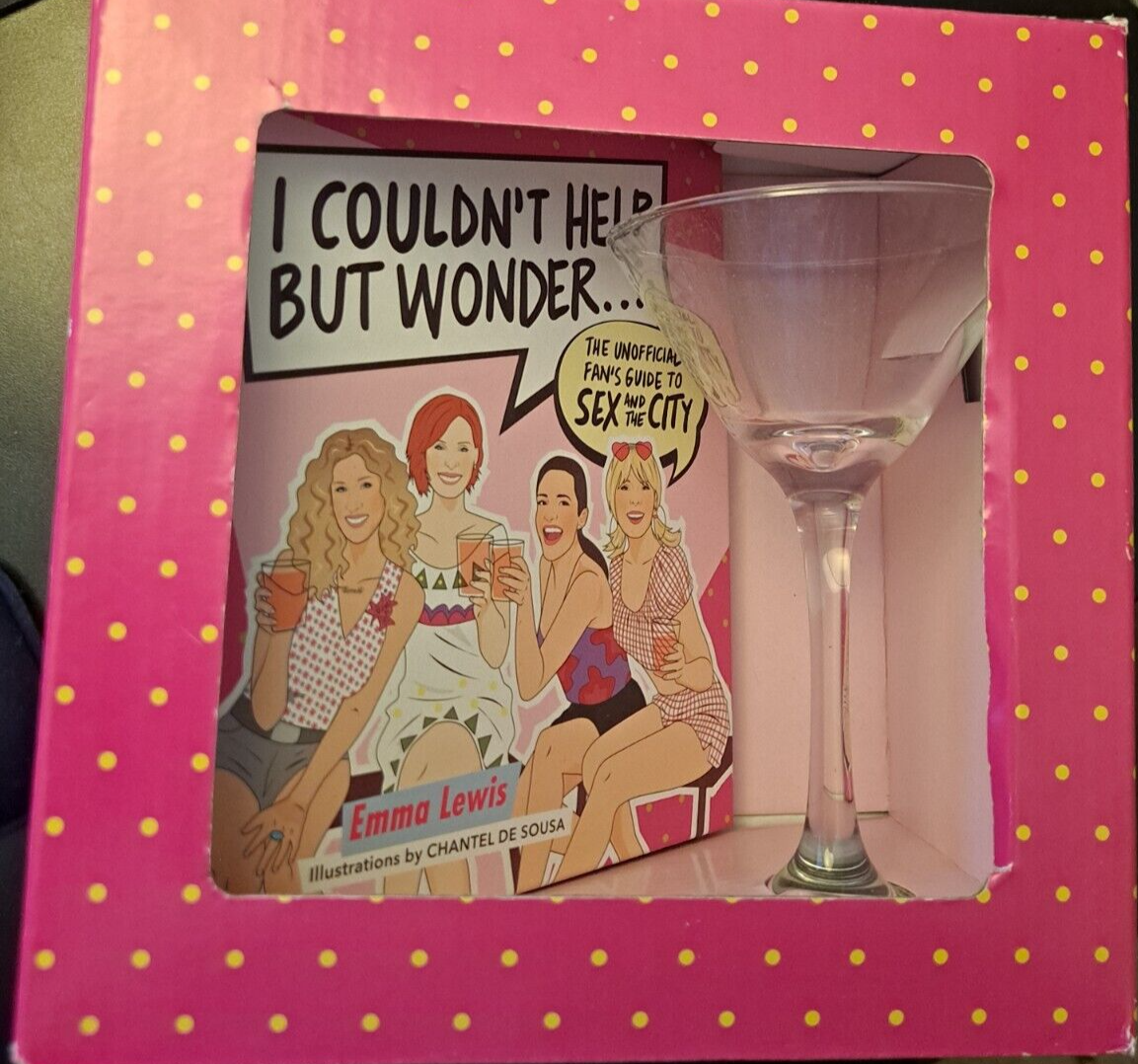SMITH STREET GIFT I COULDN'T HELP BUT WONDER BOOK AND GLASS GIFT! e8890DXX