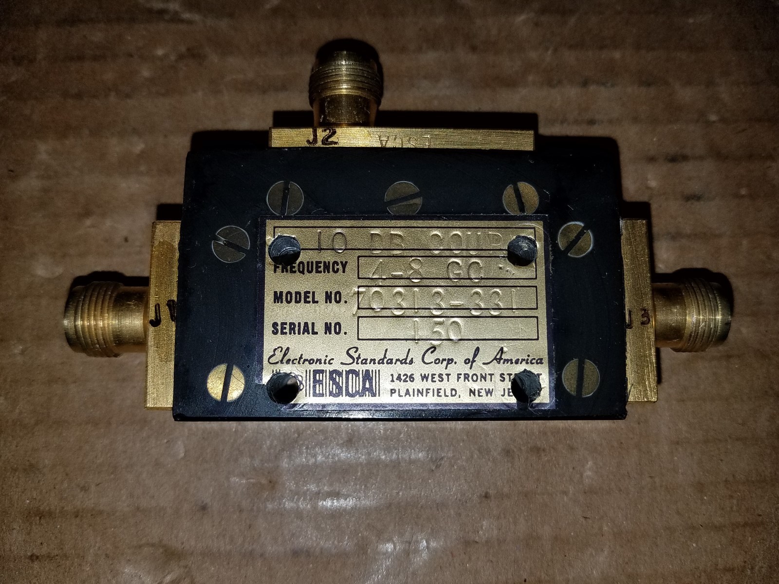 ESCA Model 70313-331 RF Microwave Directional Coupler 4-8GHz 10dB TNC(f) #150