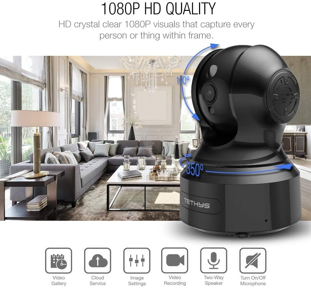 TETHYS Wireless Security Camera 1080P Indoor Work w/Alexa - Used